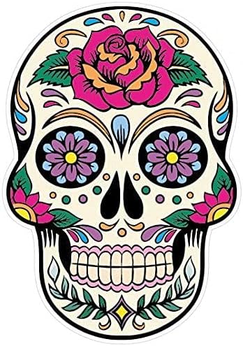 3 inch Mexican Sugar Skull Phone Sticker Version 20 - Día de los muertos - Day of the Dead Sticker Decal - skull sticker