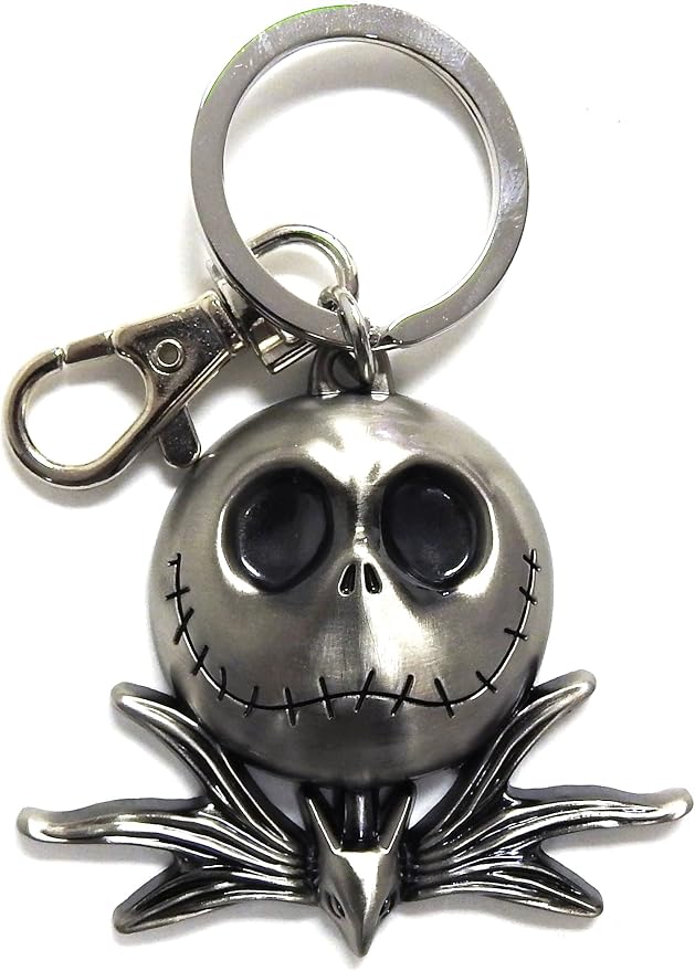 Monogram NBX Jack Skellington Head Pewter Key Chain - skeleton