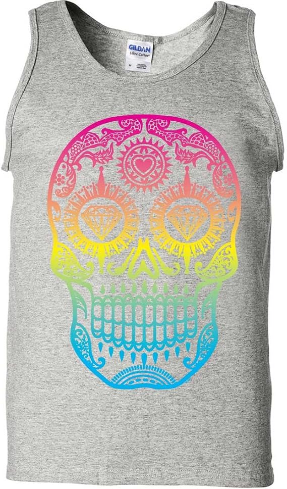 Neon Diamond Eyes Smiling Sugar Skull Asst Colors Tank Top - skull tank tops