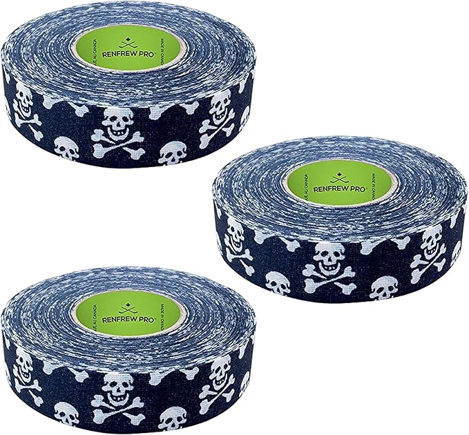 Renfrew New 3 Pk Skull Cross Bones Hockey Stick Blade Shaft Tape Rolls 24mmx25m - skull sticker