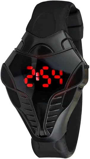 FANMIS LED Digital Fashion Cobra Watch Black Silicone Iron Triangle Dial Sports Wrist Watches (Black) - skull watch
