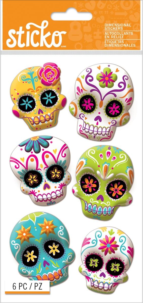 Sticko Themed-Sugar Skull 52-45027 - skull sticker
