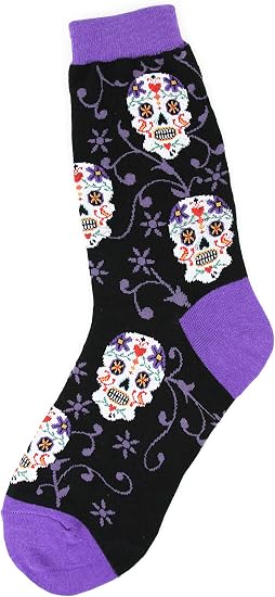 Foot Traffic Women's Novelty Animal Socks, Cute and Comfy Socks, Women's Shoe Sizes 4–10 - sugar skull costume