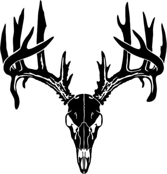 Deer Buck Skull Antlers Hunter Hunting Sportsman Car Truck Windows Decal Sticker - Die cut vinyl decal for windows, cars, trucks, tool boxes, laptops, MacBook - virtually any hard, smooth surface - skull sticker