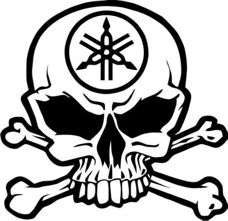 Y Motorcycle Racing Skull Crossbones Car Truck Windows Decor Decal Sticker - Die Cut Vinyl Decal for Windows, Cars, Trucks, Tool Boxes, laptops, MacBook - virtually Any Hard, Smooth Surface - skull sticker