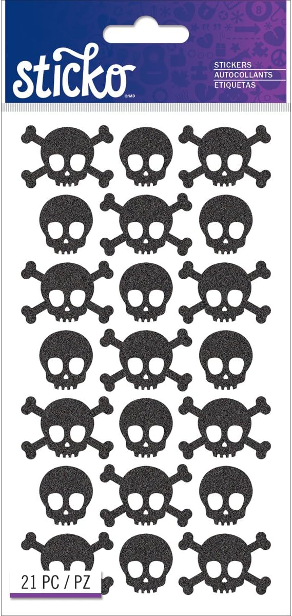 Sticko Themed-Black Metallic Skulls 52-01300 - skull sticker