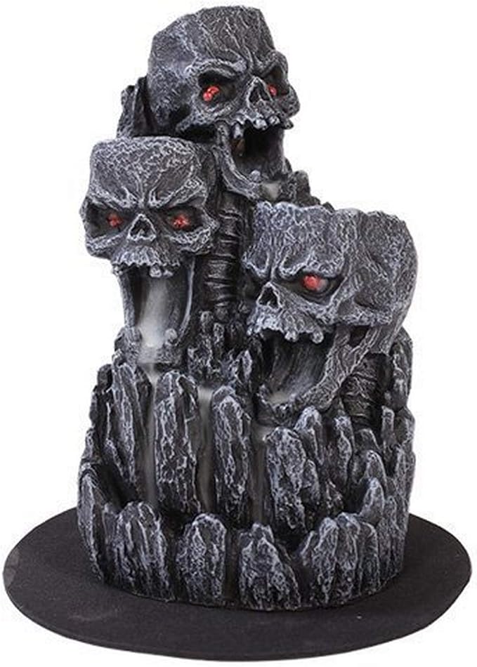 Pacific Trading Giftware Skull Heaped Hill Backflow Incense Holder Burner Figurine Made of Polyresin
