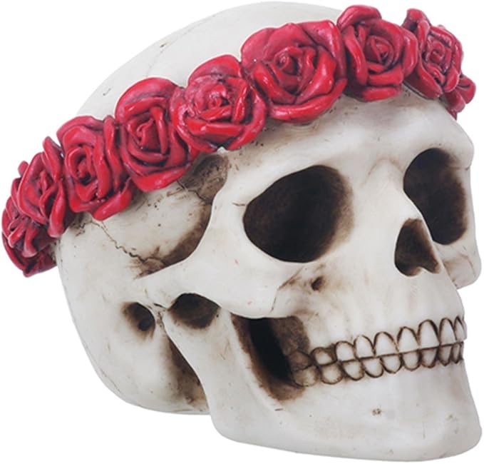 YTC 4.5 Inch Day of The Dead Flower Traditional Sugar Skull Display Statue
