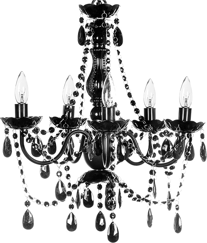 The Original Gypsy 5-Light Flush Mount Crystal Chandelier, Black