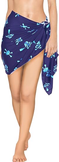 LA LEELA Women's Halloween Pirate Sarong Wraps Beachwear Bikini - skull swimsuit