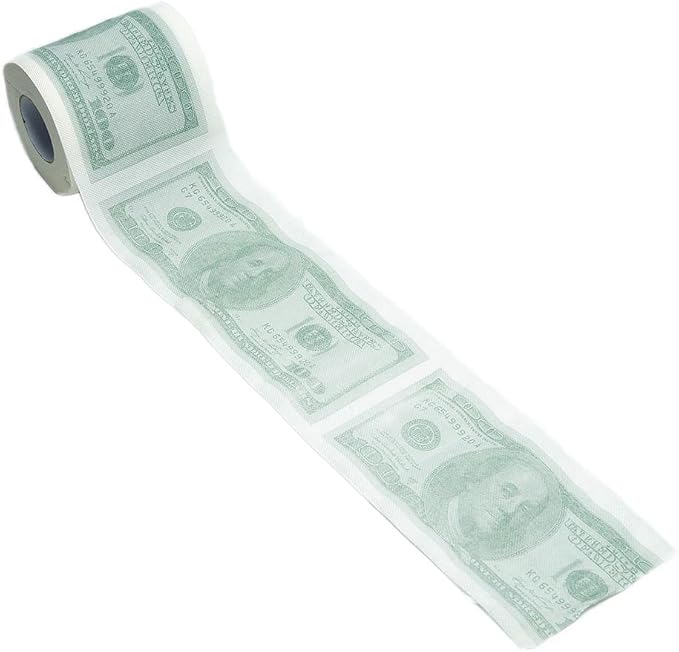 Money Toilet Paper Roll Bathroom Tissue Novelty 100 Dollar Bill - skull toilet paper