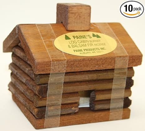 Small LOG Cabin Incense Burner 2.5"x3.5" Comes with 10 Balsam Fir Logs Paine's - skull incense burner