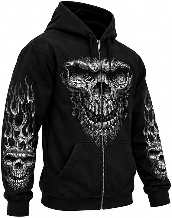 Hot Leathers Men's Shredder Skull Hooded Sweatshirt - skull hoodie