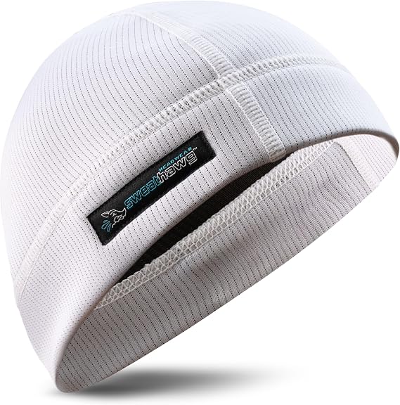 SweatHawg Skull Cap Shorty – Helmet Liner for Men & Women, Ultra-Absorbent No-Drip Cooling Cap for Hard Hats & Workouts - skull helmet