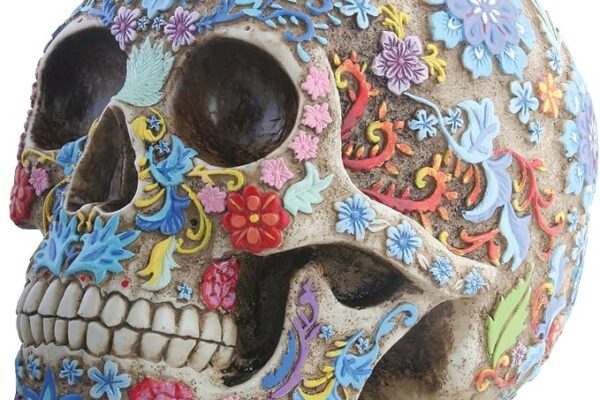SUMMIT COLLECTION Day of The Dead Colorful Floral Sugar Skull Head Home Decor