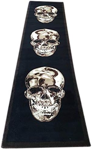 Skull Runner Area Rug Brown & Black Carpet King Design 134 (32in.X10ft) - skull carpet