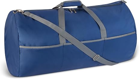 Amazon Essentials Extra Large Foldable Nylon Duffel Bag for Travel/Storage with Zippered Pockets, 32.4", 150L, 50-LBS Capacity, Navy Blue (Previously Amazon Basics) - skull suitcase