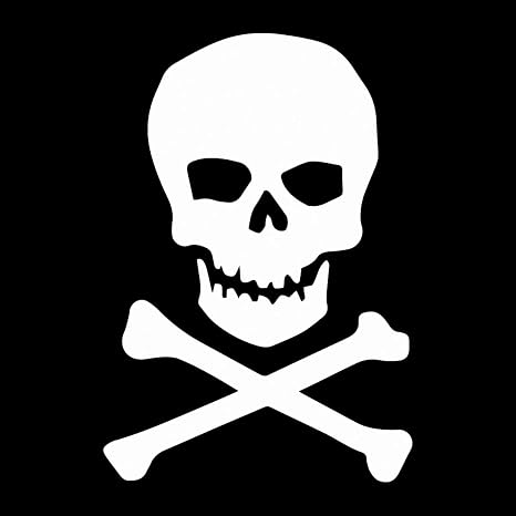 EvolveFISH Skull & Crossbones Weatherproof Vinyl Decal – [White][5″]