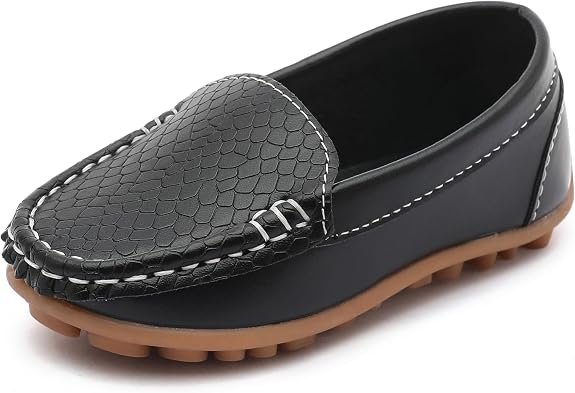 LONSOEN Boys Girls Loafers Dress Shoes Slip On Boat Toddler Little Kid - sugar skull boots