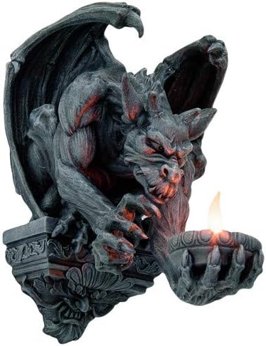 Pacific Giftware Menacing Winged Gargoyle Candle Holder Wall Sconce Sculpture Wall Decor 12.5 Inches - skull lamp