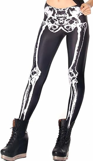 Sister Amy Women 3D Printed Geometric Figures Ankle Elastic Tights Legging - skull leggings