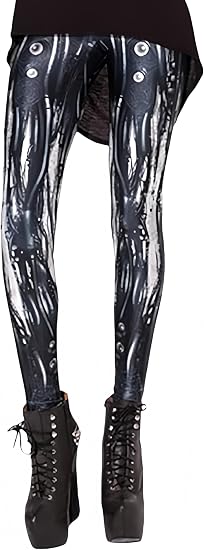 Sister Amy Girl 3D Printed Geometric Figures Ankle Elastic Tights Legging - skull leggings