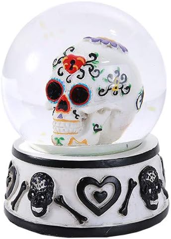 Pacific Giftware Day of The Dead Sugar Skull Head Water Globe 80mm Home Decor Gift Collectible - sugar skull ornament