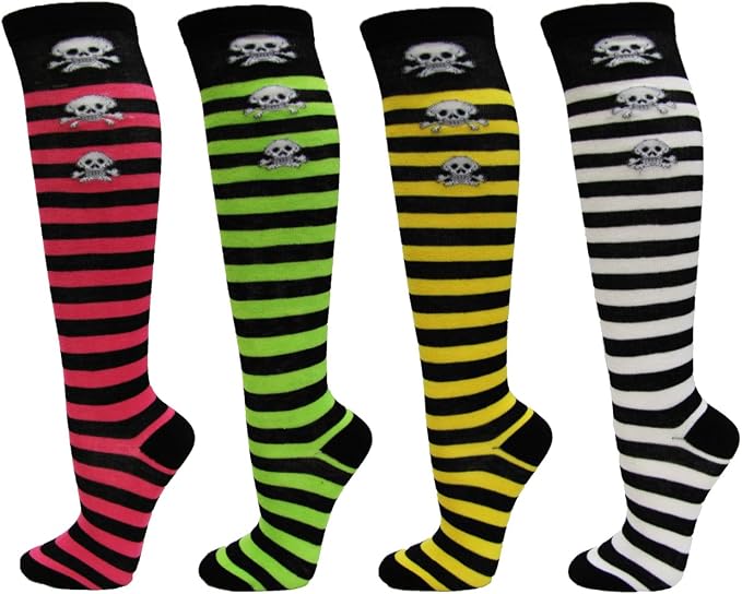 COUVER Women Patterned Acrylic Knee High Socks - sugar skull boots