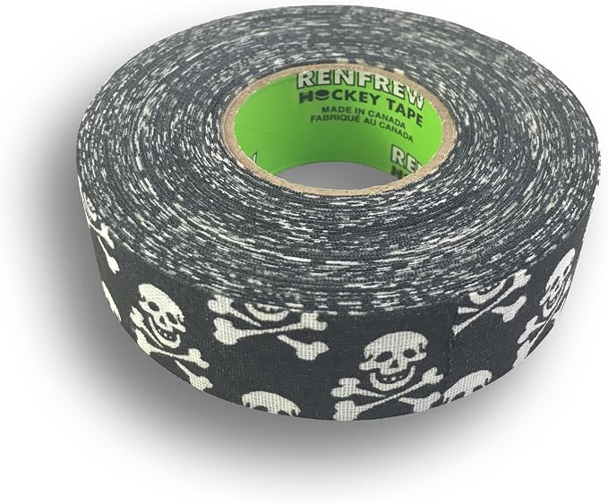 Renfrew Patterned Hockey Tape, 1" Wide (Skull & Crossbones, 25m) - skull sticker