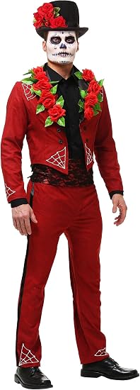 Fun Costumes Plus Size Day of the Dead Costume Faux Suede Day of the Dead Suit - sugar skull dress