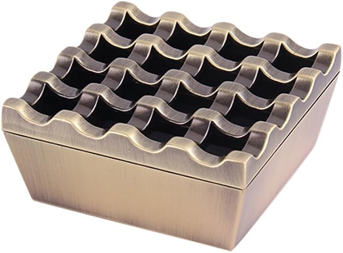 Vintage Metal Small Cigar Ashtrays,16 Grids Novelty Fashion Windproof Cigarettes Ashtray Tabletop Decor Cigarillo Ash Tray,Bronze - skull ashtray