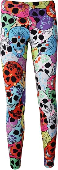 Cute Gothic Multi Sugar Candy Skulls All Over Print Leggings - skull leggings