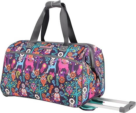 Lily Bloom Wheeled Duffel Bag (22in, Wildwoods) - skull suitcase