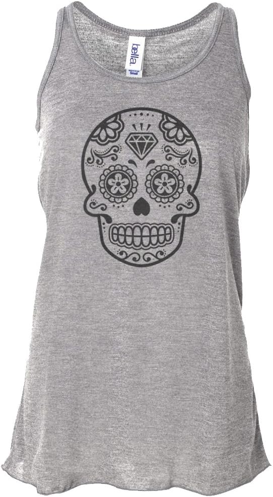 Cool Sugar Skull Flowy Tank top - Perfect for Halloween - skull tank tops
