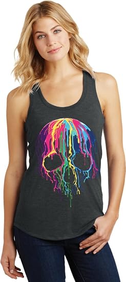 Buy Cool Shirts Ladies Skulls Tank Top Melting Skull Racerback Tanktop - skull tank tops