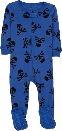 Leveret Kids Pajamas Baby Boys Girls Footed Pajamas Sleeper 100% Cotton (Size 6-12 Months-5 Toddler) - skull pajamas