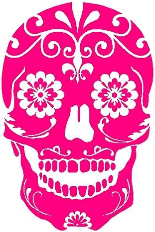 Sugar Skull Floral Mexican Window Sticker Decal – Hot Pink - skull sticker