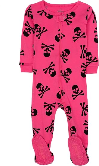 Leveret Kids Pajamas Baby Boys Girls Footed Pajamas Sleeper 100% Cotton (Size 6-12 Months-5 Toddler) - skull pajamas