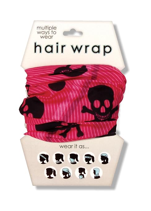 Spoontiques Skull & Crossbones Hair Wrap - Multifunctional Bandanna, Headband, Hair Tie, Gaiter, and Scarf - skull headband