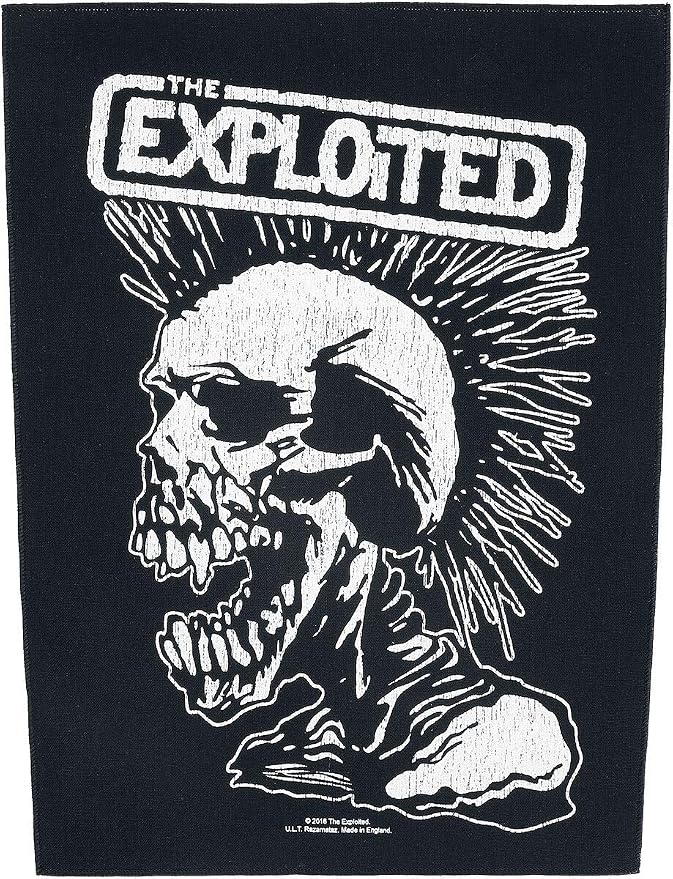 XLG The Exploited Vintage Skull Back Patch Hardcore Rock Jacket Sew On Applique - skull jacket