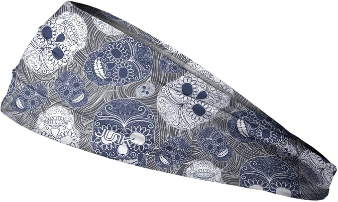 JUNK Brands Big Bang Lite Headband - Moisture-Wicking, Performance Fabric, Non-Slip, Sports Sweatband for Men & Women - One Size - Muertos - skull headband