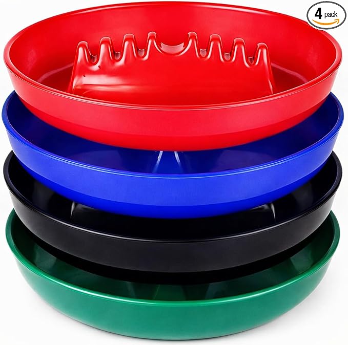 Ash Tray For Cigarettes & Cigar (Pack of 4) 7" Colored Round Plastic Melamine Tabletop Ashtrays - For Indoor/Outdoor, Patio, Restaurant Style - skull ashtray