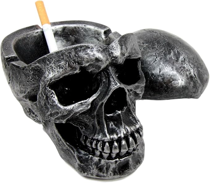 Death Curse Metallica Human Skull Ashtray Resin Sculpture Figurine