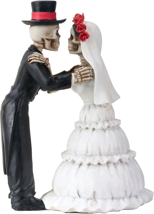 YTC 4 Inch Day of The Dead Skeleton Wedding Couple Kiss Figurine - skull figurine