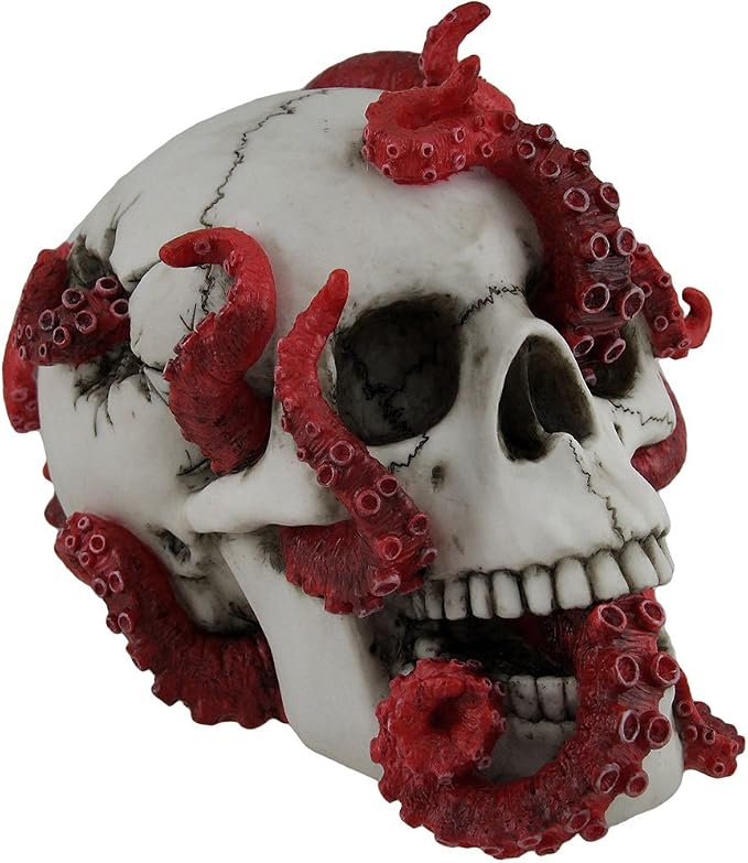 Gothic Octopus Skull Statue - Decorative Resin Sculpture 7x5.25x4.5 Inches - skull figurine