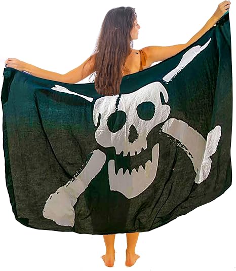 Boho Chic Pareo - Mandala Pareo - Bikini Swimsuit Cover Up - Beach Dress - Wrap (Skull) - skull swimsuit