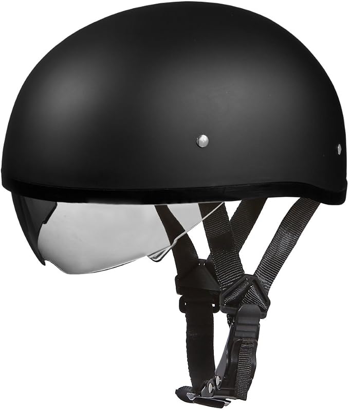 Daytona Helmets Half Skull Cap Motorcycle Helmet with Built-in Inner Shield, DOT Approved, Lightweight, Comfortable, and Durable Protection for Riders, Sleek Design, Fits and Styles - skull helmet