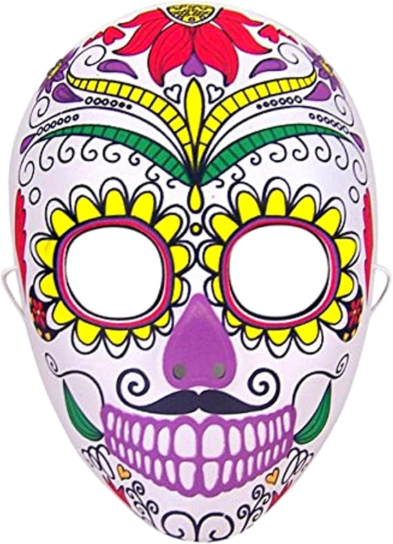 Dia De Los Muertos Sugar Skull Senor Bones Plastic Mask - sugar skull dress