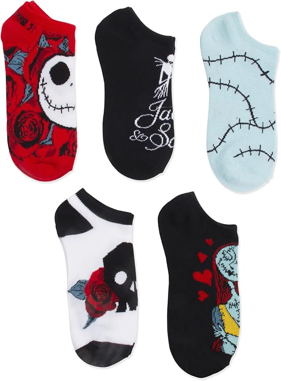 Disney Women's Nightmare Before Christmas No Show Socks (5 Pack) - sugar skull costume