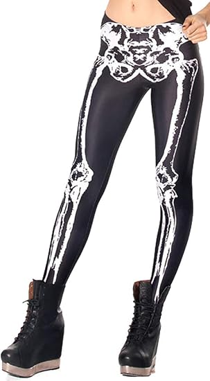 Sister Amy Women's Digital Galaxy Printted Ankle Elastic Tights Legging - skull leggings